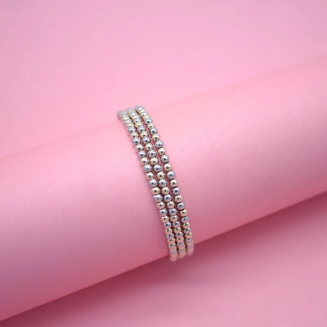 18K Gold Filled Two Tone Beaded Bracelet