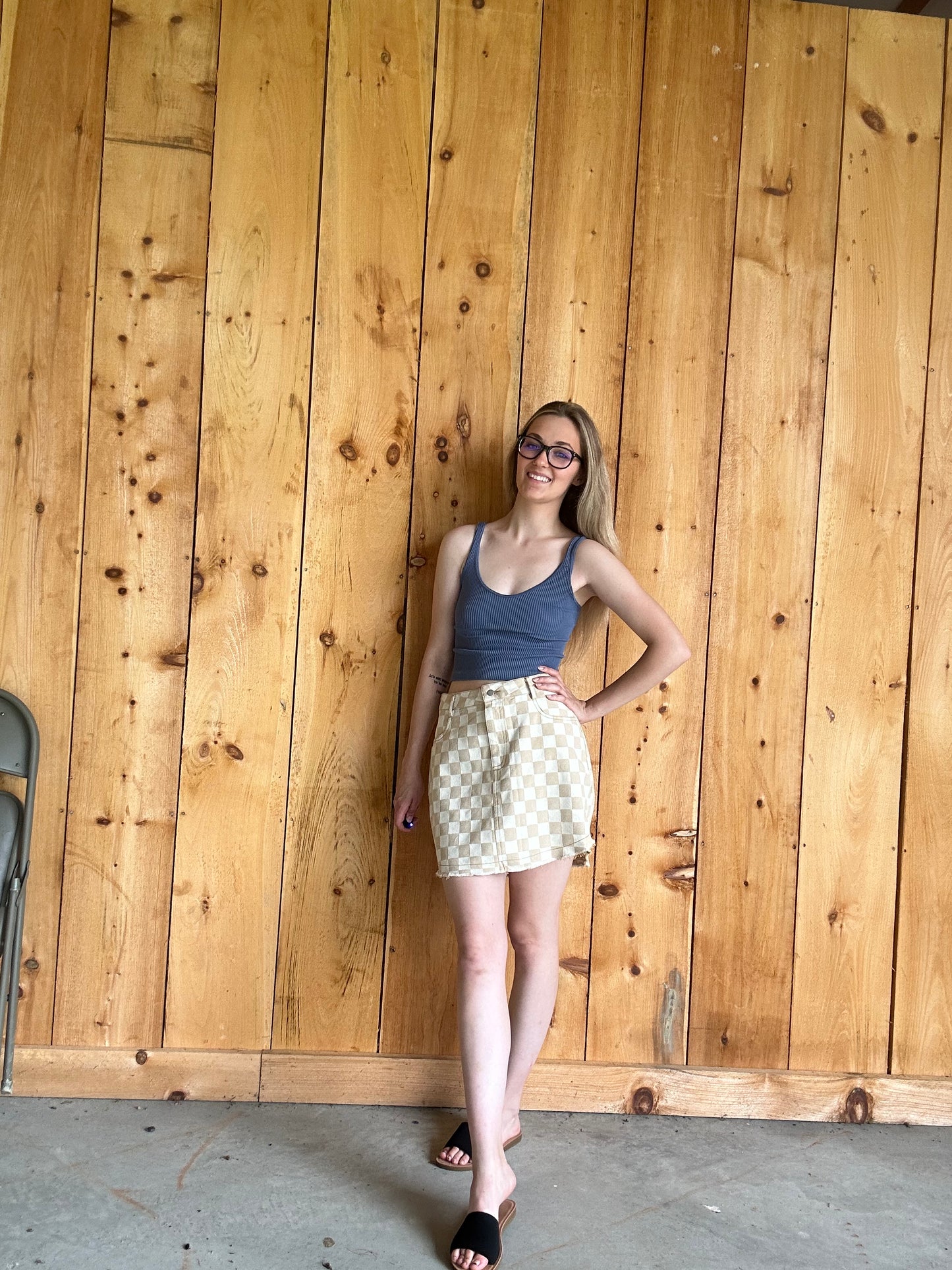Jade Checkered Skirt