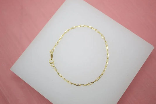 18K Gold Filled 2mm Paper Clip Link Bracelet